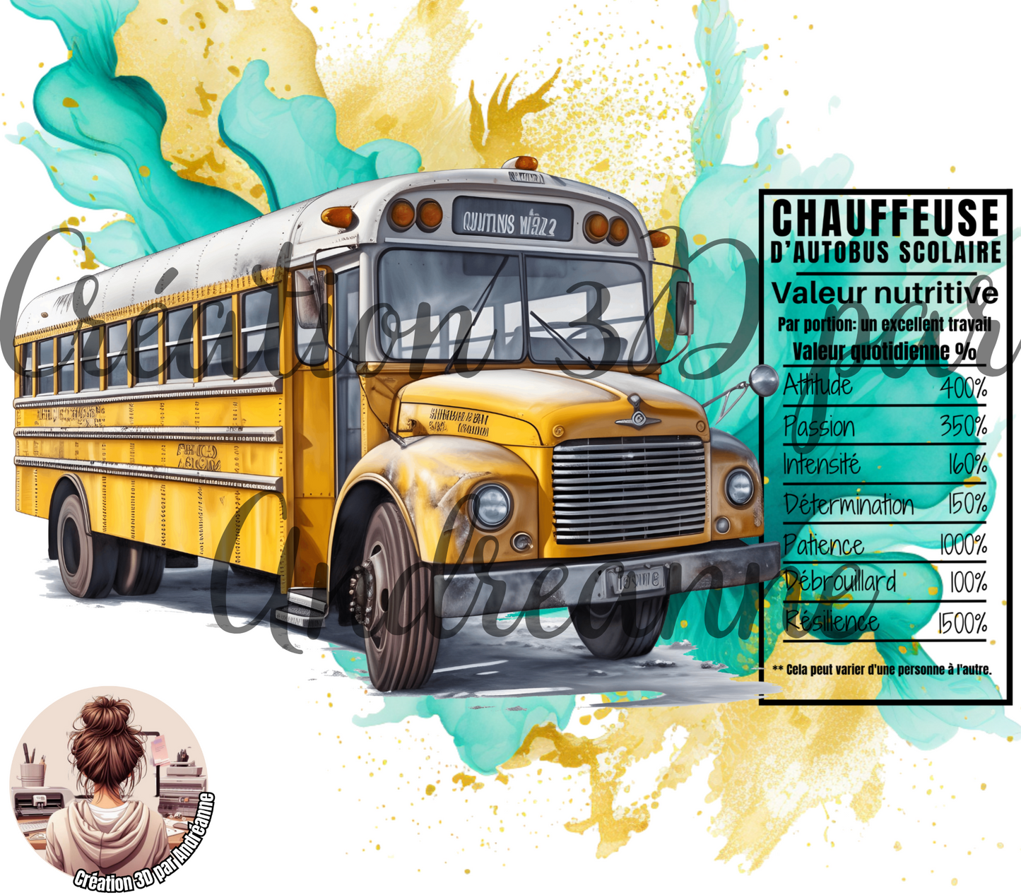 Chauffeuse d'autobus scolaire, 20 oz Skinny Tumbler, gobelets PNG