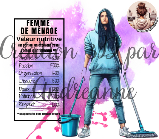 Valeur nutritive de Femme de Ménage 20 oz Skinny Tumbler, gobelets PNG