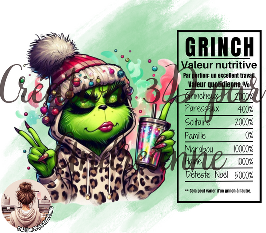 Valeur nutritive de Grinch 20 oz Skinny Tumbler, gobelets PNG