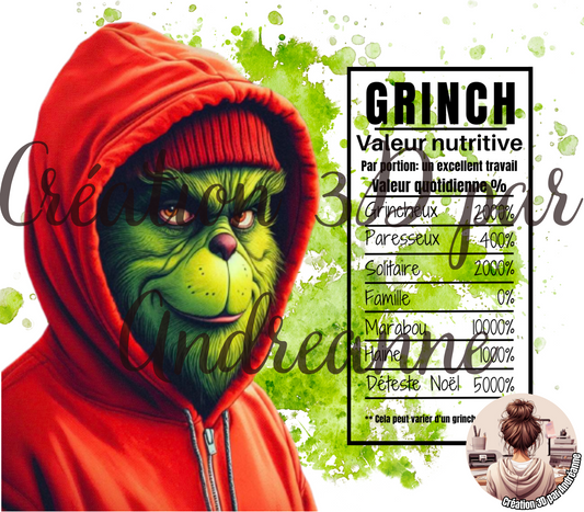 Valeur nutritive de Yo Grinch 20 oz Skinny Tumbler, gobelets PNG