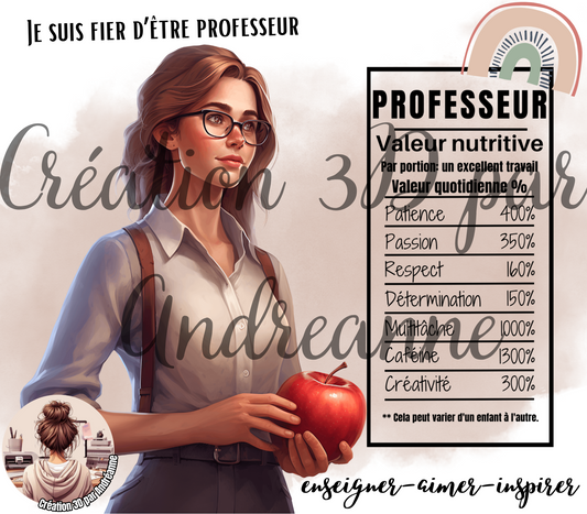 Valeur nutritive de Professeur 20 oz Skinny Tumbler, gobelets PNG