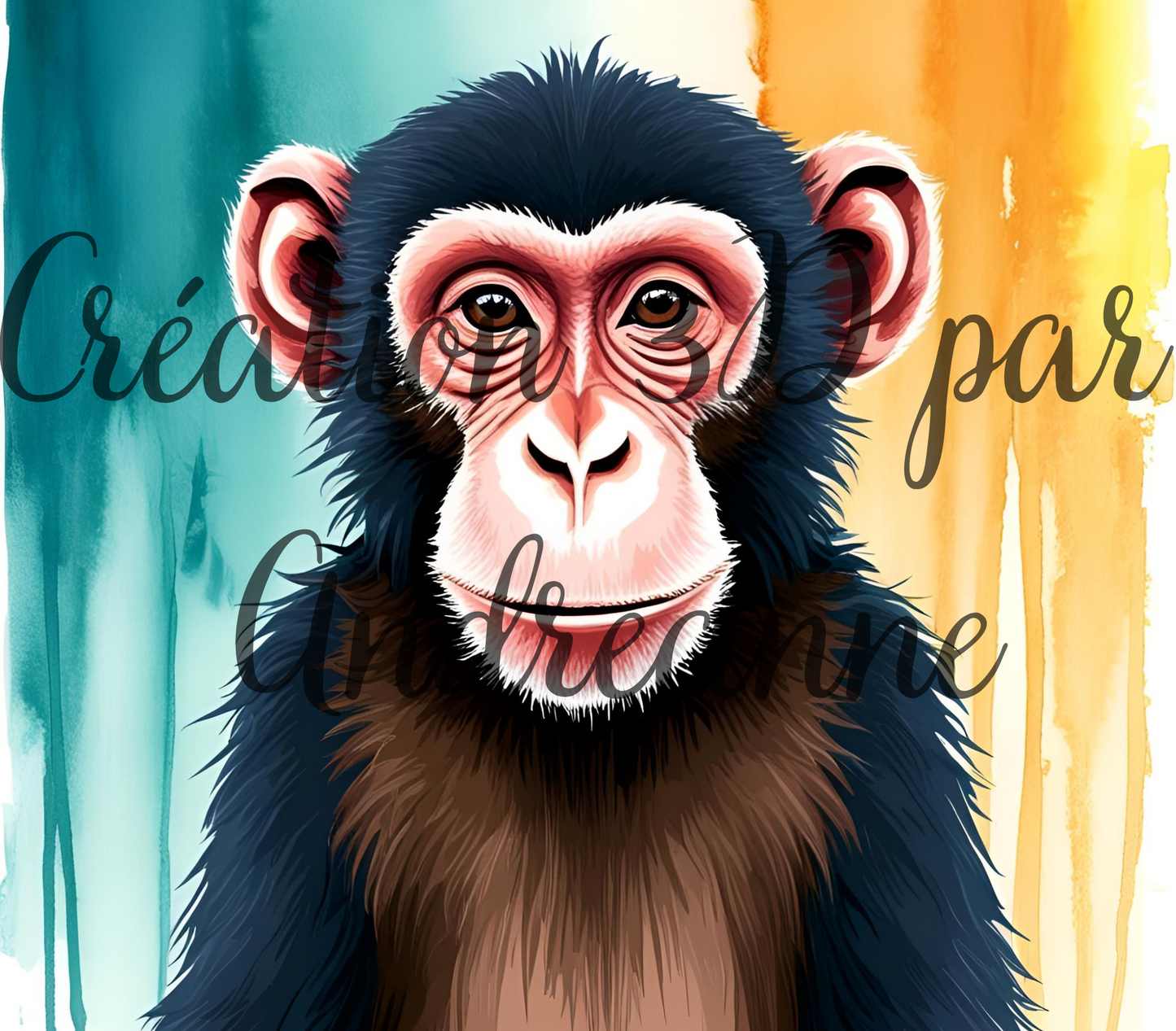 Singe aquarelle, 20 oz Skinny Tumbler, gobelets PNG - Téléchargement numérique- Design