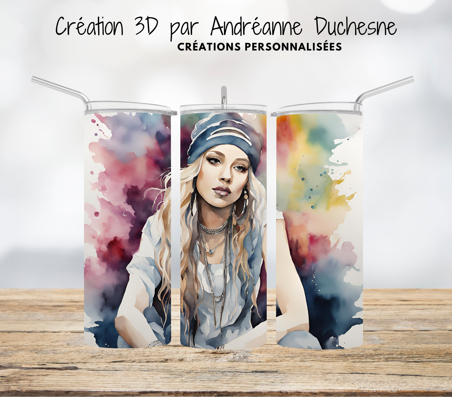 Femme aquarelle - Urban vibe, 20 oz Skinny Tumbler, gobelets