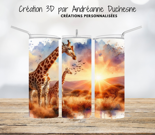Girafe aquarelle, 20 oz Skinny Tumbler, gobelets