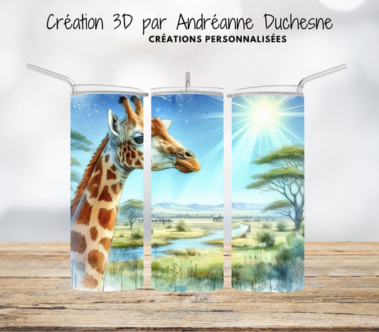 Girafe aquarelle, 20 oz Skinny Tumbler, gobelets