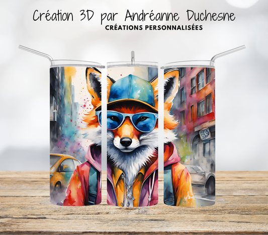 Renard aquarelle - Urban vibe, 20 oz Skinny Tumbler, gobelets