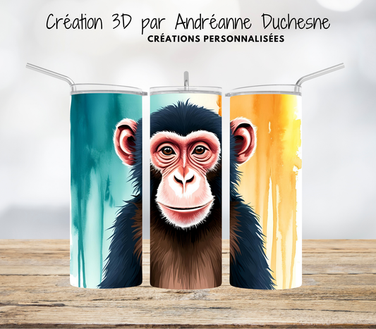 Singe aquarelle, 20 oz Skinny Tumbler, gobelets
