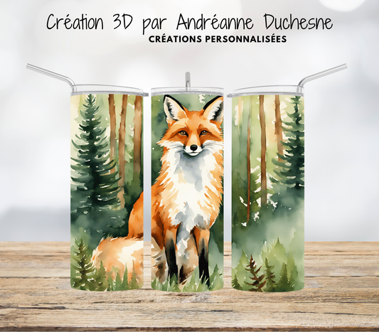 Renard aquarelle, 20 oz Skinny Tumbler, gobelets PNG  - Téléchargement numérique - Design
