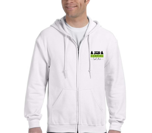 Veste à capuche Gildan Unisexe – Confort et Style au Quotidien - orné d’un logo de 4 pouces du camping