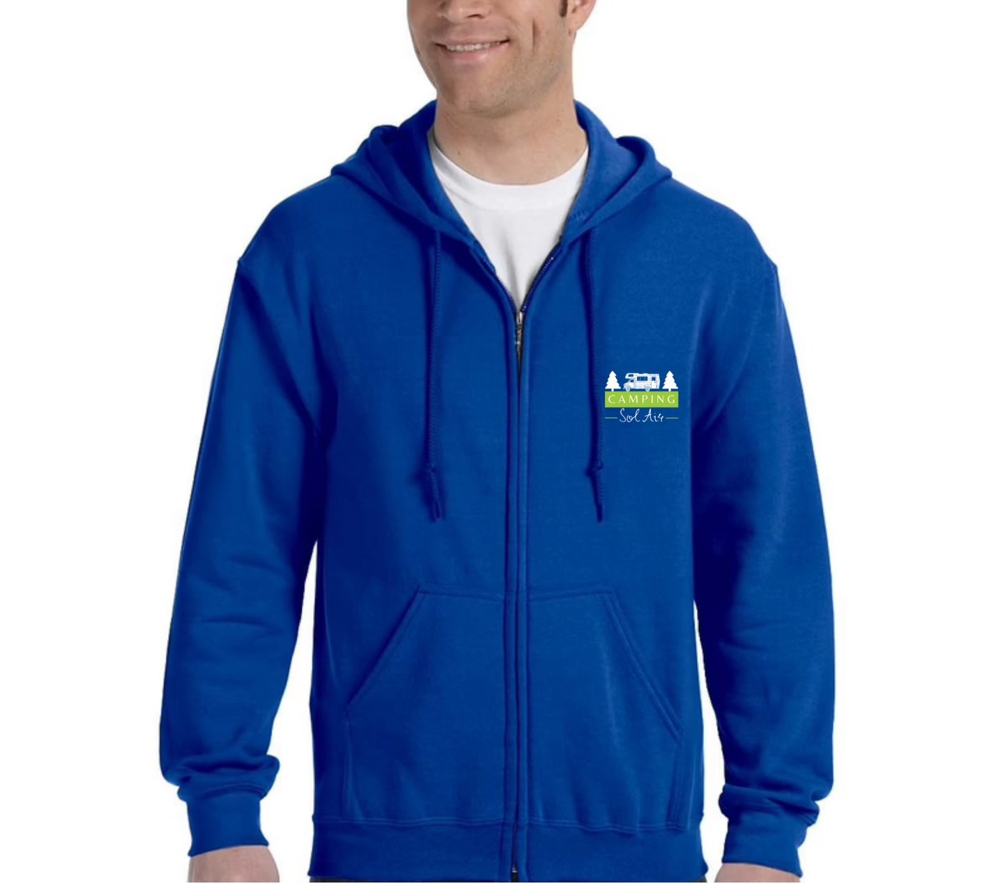 Veste à capuche Gildan Unisexe – Confort et Style au Quotidien - orné d’un logo de 4 pouces du camping