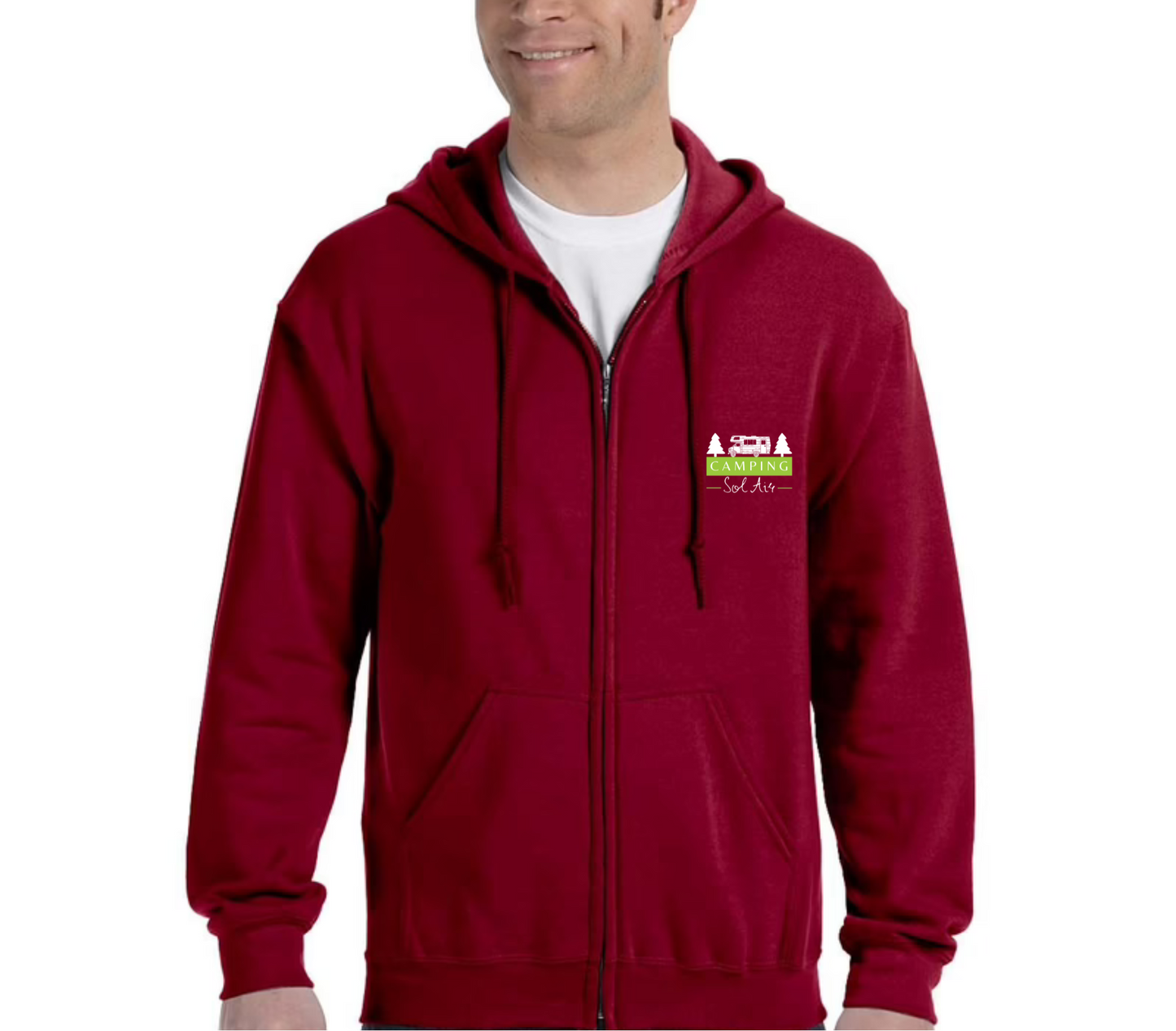 Veste à capuche Gildan Unisexe – Confort et Style au Quotidien - orné d’un logo de 4 pouces du camping