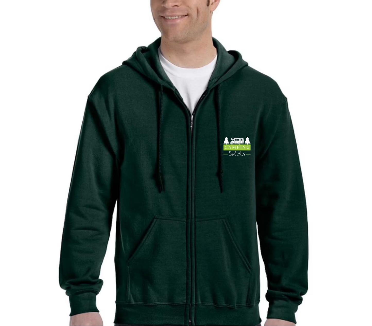 Veste à capuche Gildan Unisexe – Confort et Style au Quotidien - orné d’un logo de 4 pouces du camping