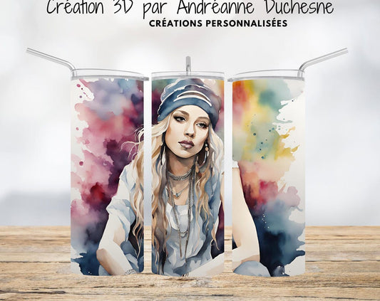 Femme aquarelle - Ambiance urbaine, Gobelet Skinny de 20 oz, PNG pour gobelets - Téléchargement numérique- Design